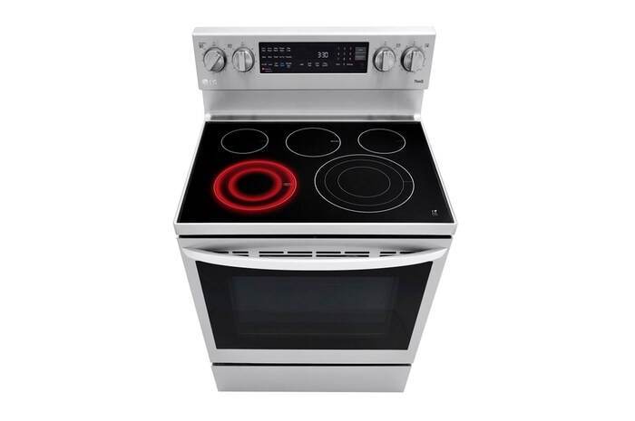 Front perspective view with lights on