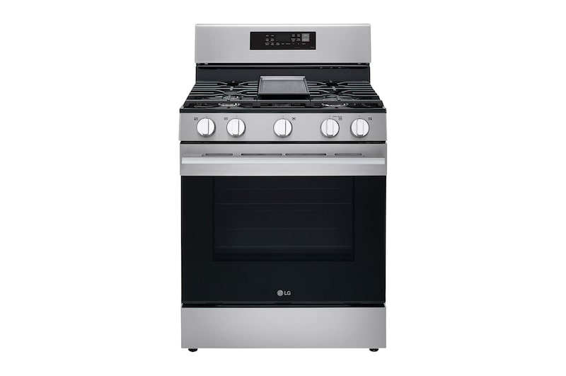 Front view of Estufa a gas 6.3 cuft con WiFi Inteligente y Convección ProBake | Freidora de aire | EasyClean® LRGN6323Y