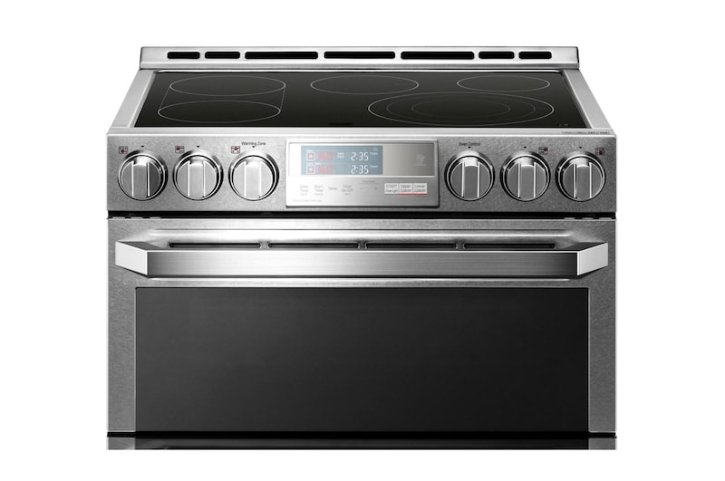 Front view of Estufa doble eléctrica 7.3 ft³ LG SIGNATURE con Wi-FI, Slide-In Range (cocina deslizable) y  ProBake Convection® LUTE4619SN