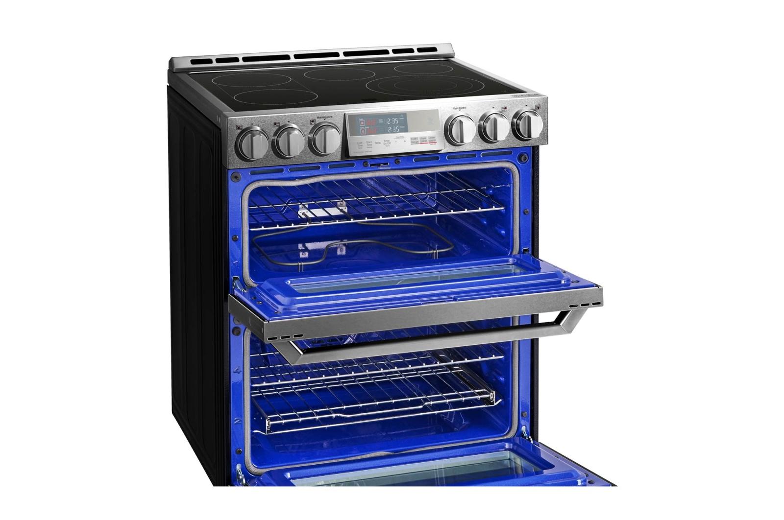 LG SIGNATURE 7.3 ft³ Horno doble eléctrico inteligente con Wi-Fi Slide-In Range (cocina deslizable) con ProBake Convection®, LUTE4619SN