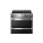 LG SIGNATURE 7.3 ft³ Horno doble eléctrico inteligente con Wi-Fi Slide-In Range (cocina deslizable) con ProBake Convection®, LUTE4619SN