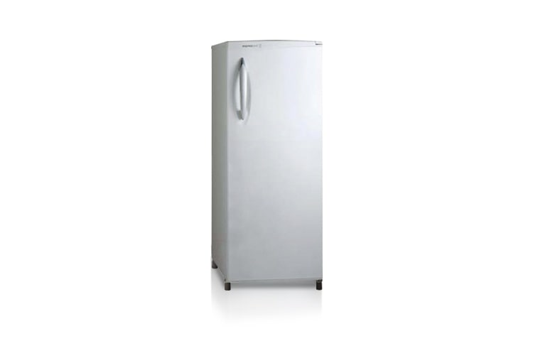 Front view of Single Door color blanco y acero inoxidable. GN-231R