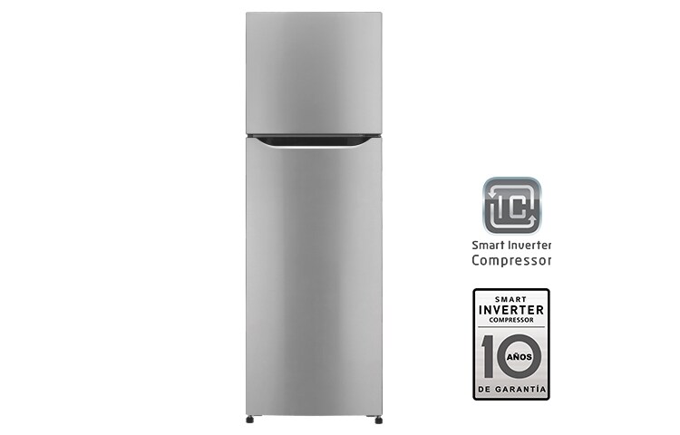 Front view of EL MOTOR SMART INVERTER COMPRESSOR CUENTA CON UNA TECNOLOGÍA MÁS EFICIENTE, LA CUAL PERMITE QUE DURE MÁS TIEMPO. ADEMÁS, AHORRA ENERGÍA MEDIANTE EL CONTROL DE CAPACIDAD DE ENFRIAMIENTO. GT28BPP