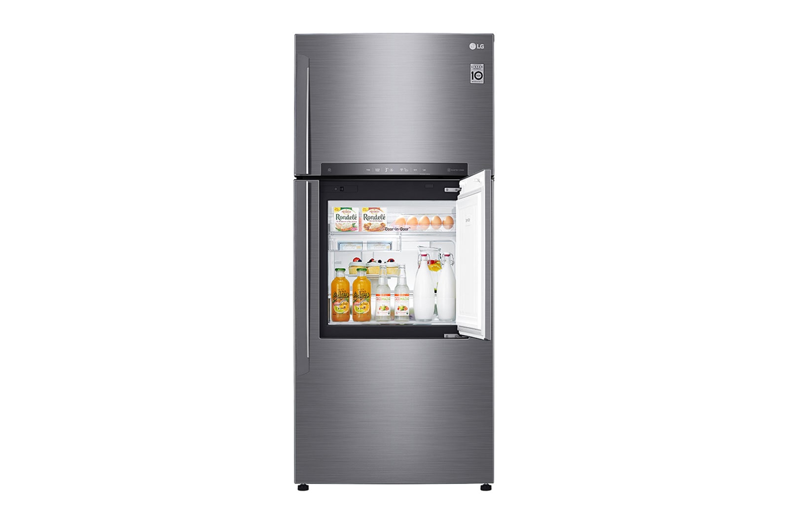 Front view of 19 pᶟ |Door-in-Door® |Top Freezer |Compresor linear inverter |Platinum silver |ThinQ™ LT51MDP