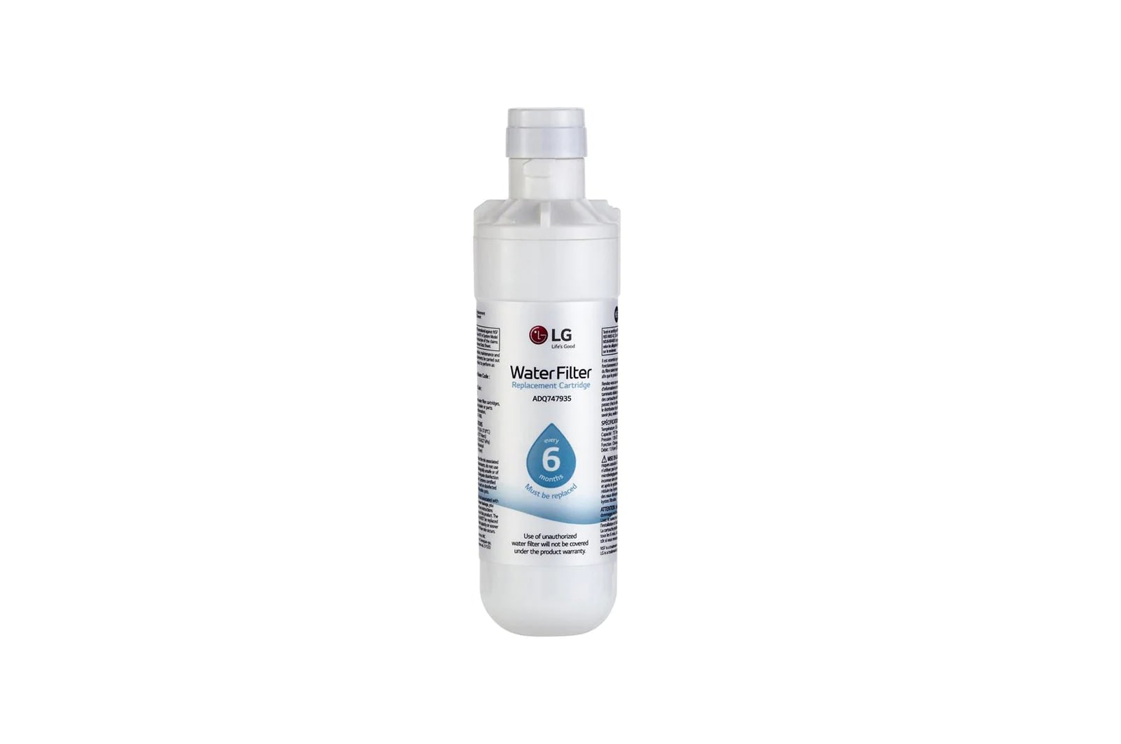 Front view of LG LT1000P® - Filtro de Agua de Reemplazo para el Refrigerador con Capacidad para 6 meses/200 galones (NSF42, NSF53 y NSF401*) AGF80300704