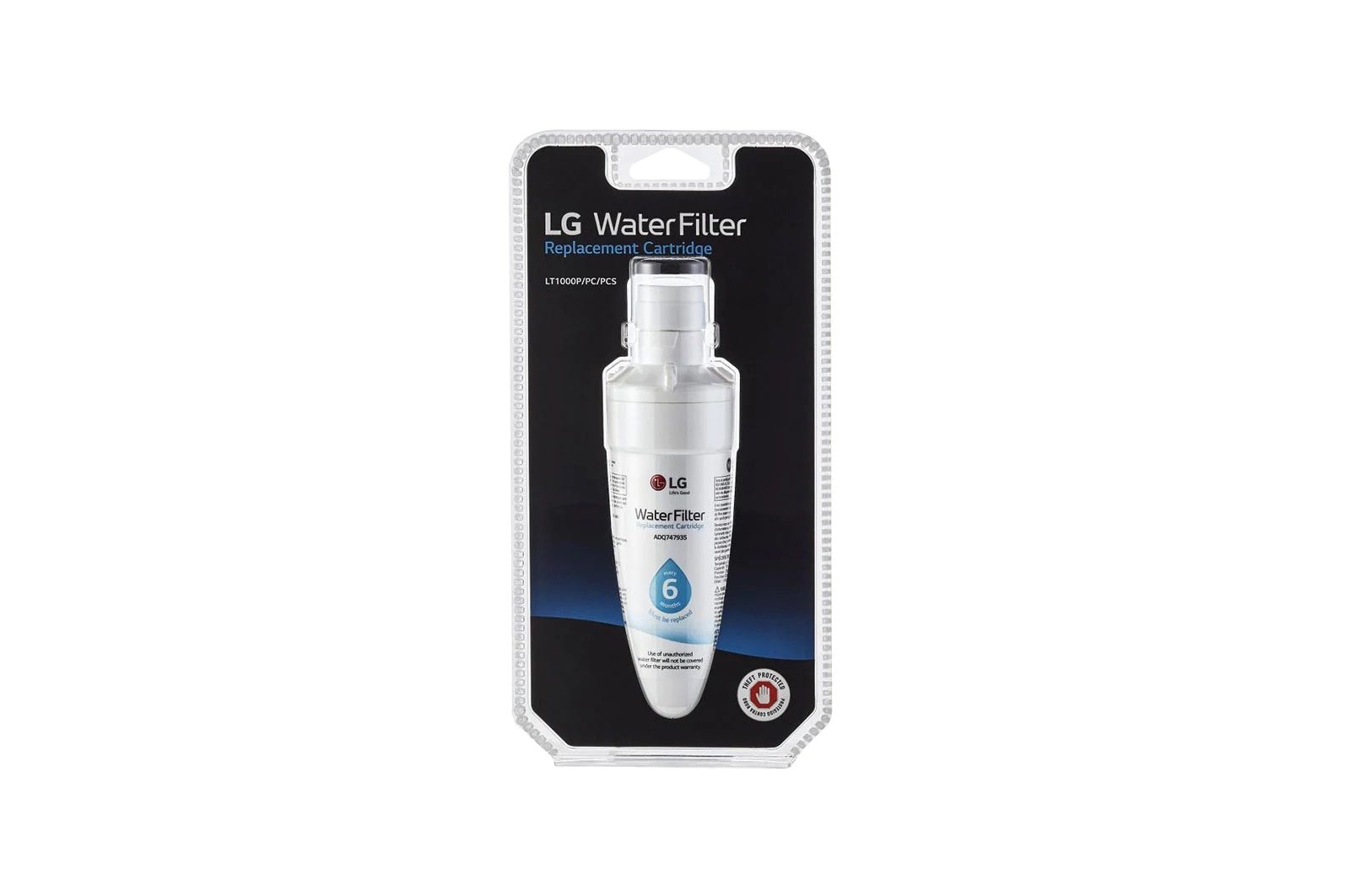 LG LT1000P® - Filtro de Agua de Reemplazo para el Refrigerador con Capacidad para 6 meses/200 galones (NSF42, NSF53 y NSF401*), AGF80300704