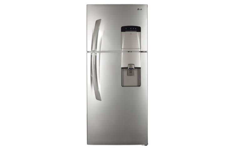Front view of TOP MOUNT 14 PIES CUBICOS PLATINUM SILVER CON HOME BAR Y DESPACHADOR DE AGUA GM-S482ULV