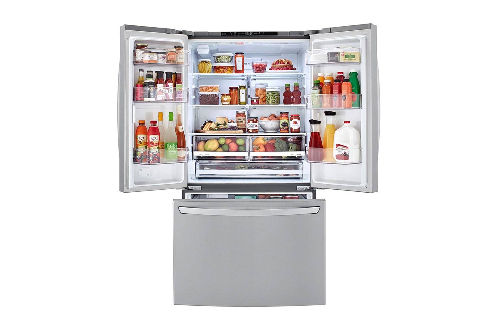 front view full door open with food