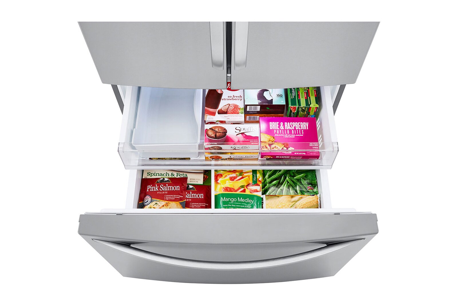top view drawer with food 