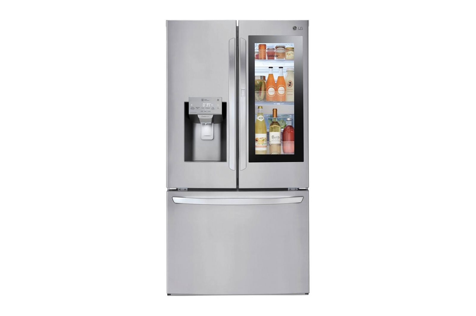 Front view of Refrigeradora French Door InstaView™ 28pᶟ (Gross) / 28pᶟ (Net) Door-in-Door® Compresor Smart Inverter GM78SXS