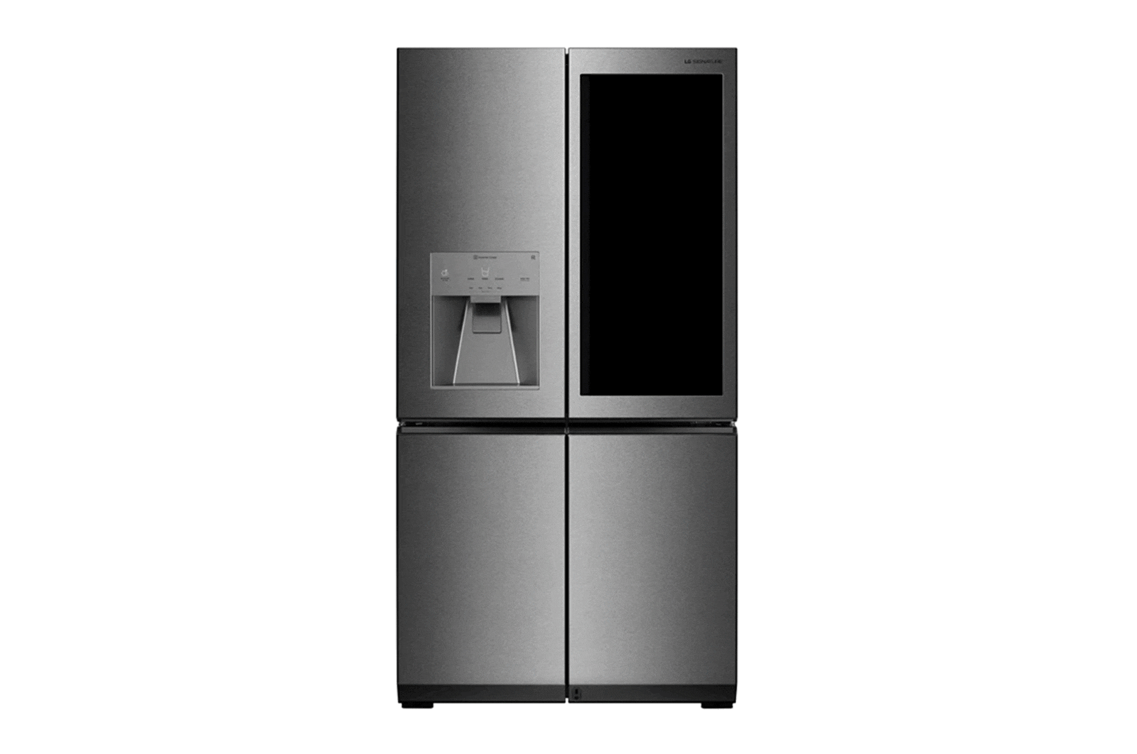 Front view of 34 pᶟ |InstaView™ Door-in-Door®| Smart wi-fi |Compresor linear inverter| Textured Steel |ThinQ™ GM88SXM