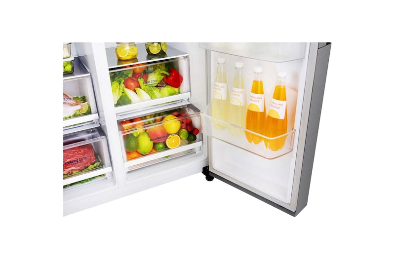 LG 24 pᶟ | Side by Side | Moist Balance Crisper™ | Compresor linear inverter | Platinum Silver | ThinQ™ (Neto: 23 pᶟ), GS65MPP1