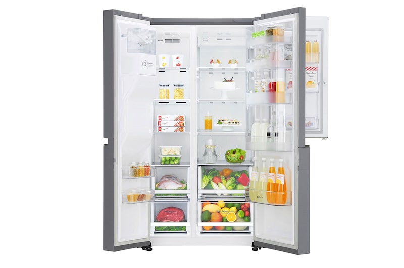 LG 24 pᶟ | Door-in-Door® | Side by Side | Moist Balance Crisper™ | Compresor linear inverter | Platinum Silver | ThinQ™ (Neto: 22 pᶟ), GS65SDP1