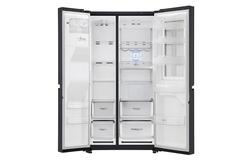 LG 24 pᶟ |InstaView™ Door-in-Door®|Side by Side |Hygiene Fresh⁺ |Compresor linear inverter |Matte Black Steel |ThinQ™ (Neto: 22 pᶟ), LS65SXT
