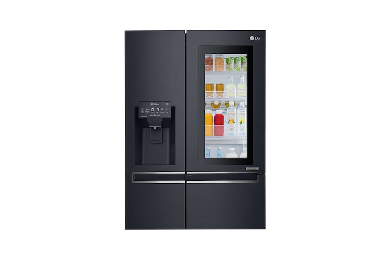 LG 24 pᶟ |InstaView™ Door-in-Door®|Side by Side |Hygiene Fresh⁺ |Compresor linear inverter |Matte Black Steel |ThinQ™ (Neto: 22 pᶟ), LS65SXT