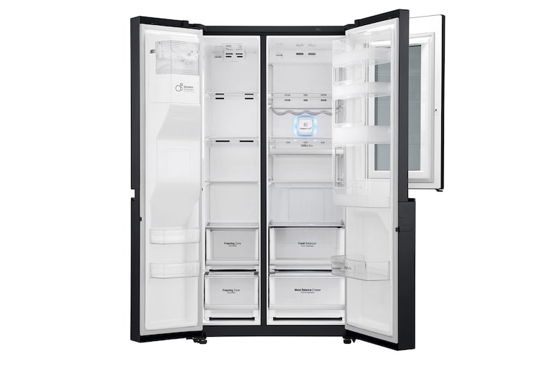 LG 24 pᶟ |InstaView™ Door-in-Door®|Side by Side |Hygiene Fresh⁺ |Compresor linear inverter |Matte Black Steel |ThinQ™ (Neto: 22 pᶟ), LS65SXT