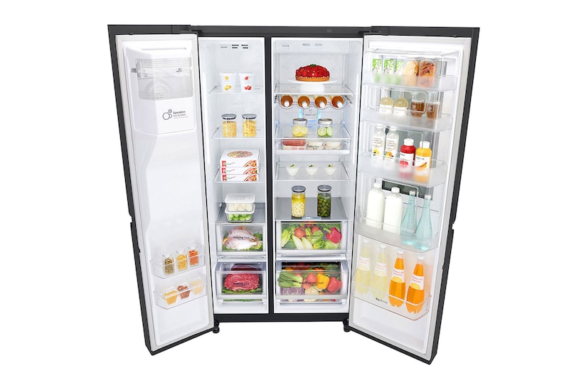 LG 24 pᶟ |InstaView™ Door-in-Door®|Side by Side |Hygiene Fresh⁺ |Compresor linear inverter |Matte Black Steel |ThinQ™ (Neto: 22 pᶟ), LS65SXT