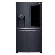 Front view of 24 pᶟ |InstaView™ Door-in-Door®|Side by Side |Hygiene Fresh⁺ |Compresor linear inverter |Matte Black Steel |ThinQ™ (Neto: 22 pᶟ) LS65SXT