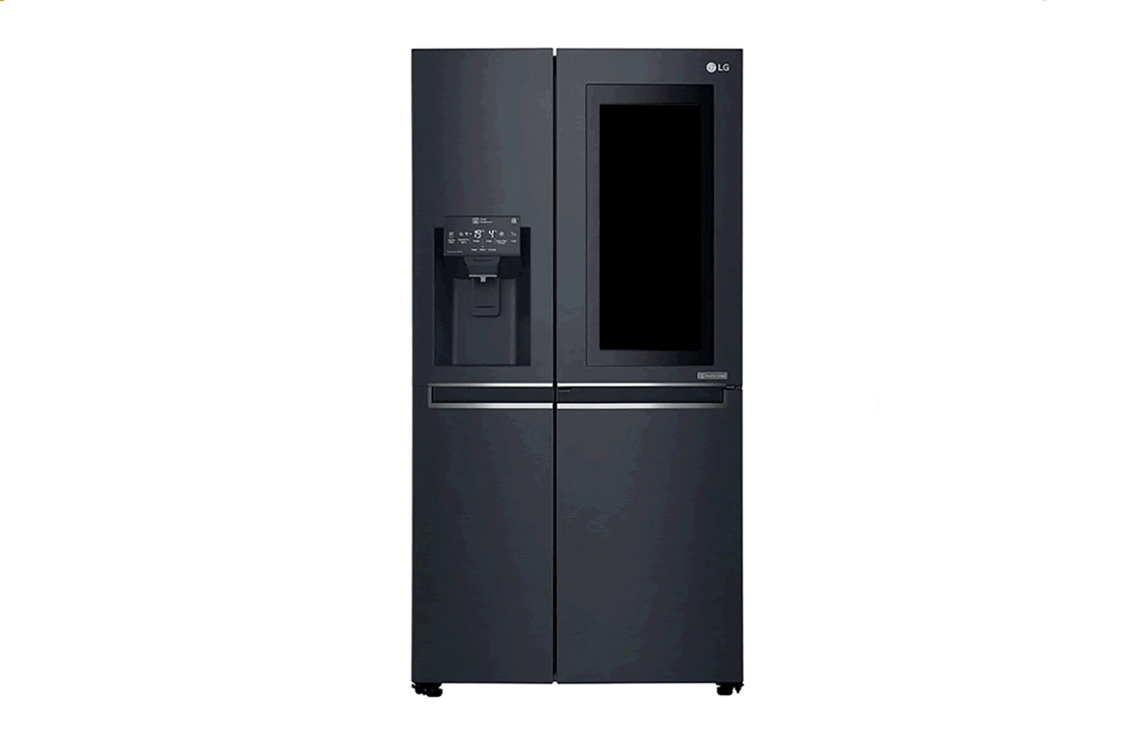 Front view of 24 pᶟ |InstaView™ Door-in-Door®|Side by Side |Hygiene Fresh⁺ |Compresor linear inverter |Matte Black Steel |ThinQ™ (Neto: 22 pᶟ) LS65SXT