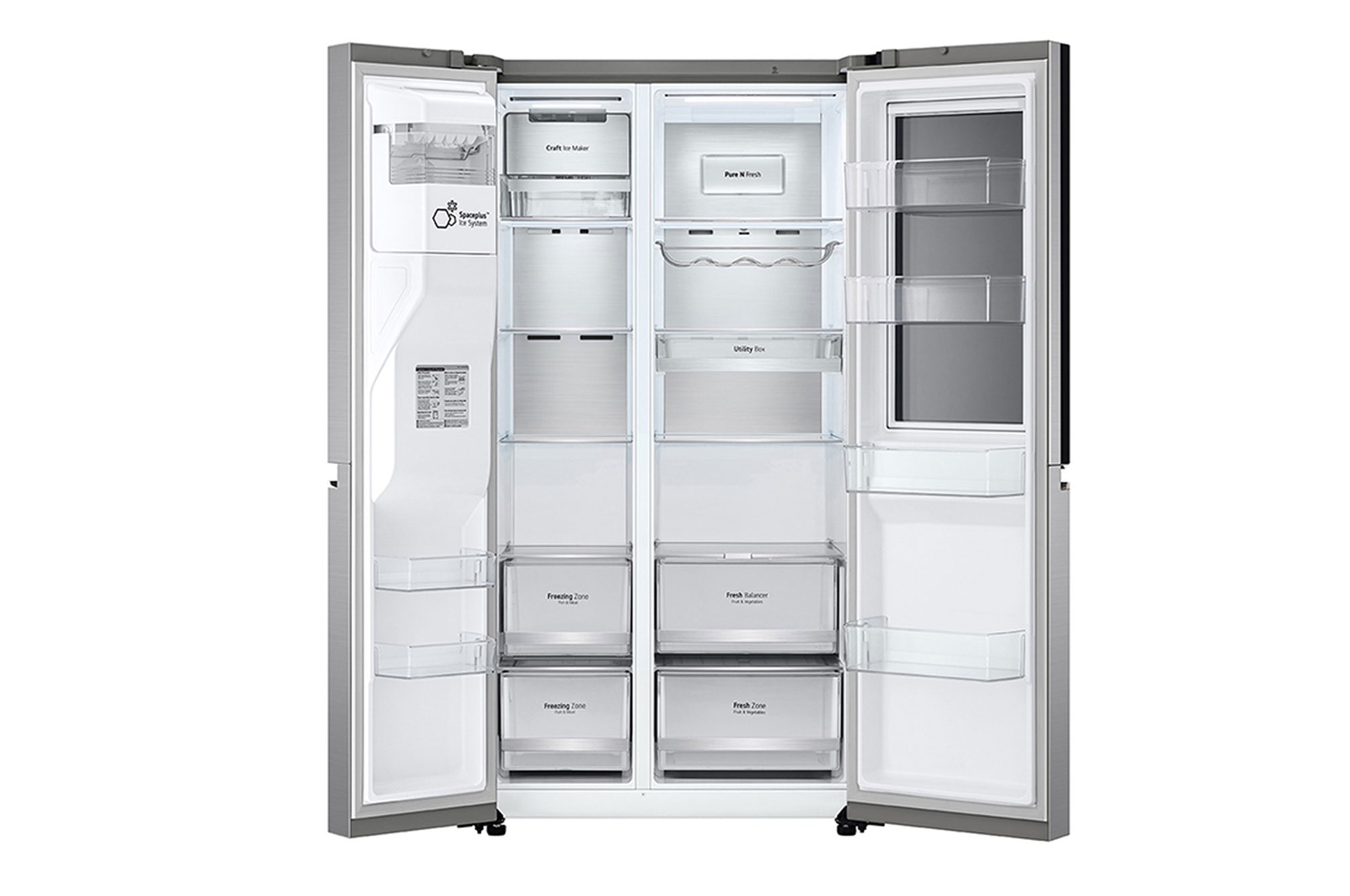LG Refrigeradora Side by Side 22.4pᶟ (NET) / 23.8pᶟ (Gross) Door-in-Door™ LINEARCooling™ Craft Ice™ Instaview® ThinQ™ Metal, LS66SXNC
