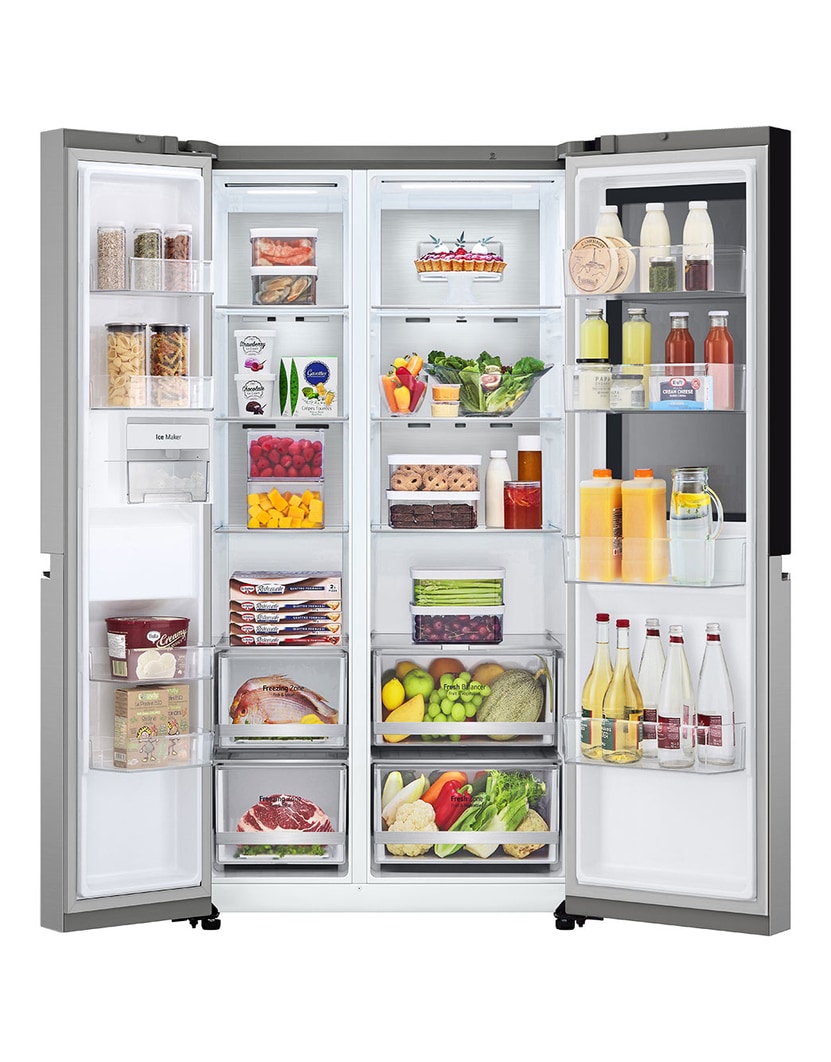 front open door with food refrigerator 