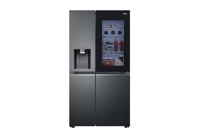 Vista frontal de Refrigeradora Side By Side 23.8pᶟ (Net) / 22.4pᶟ (Gross) ThinQ™ Door-in-Door™ Craft Ice™ Negro Mate, VS25XHWCB