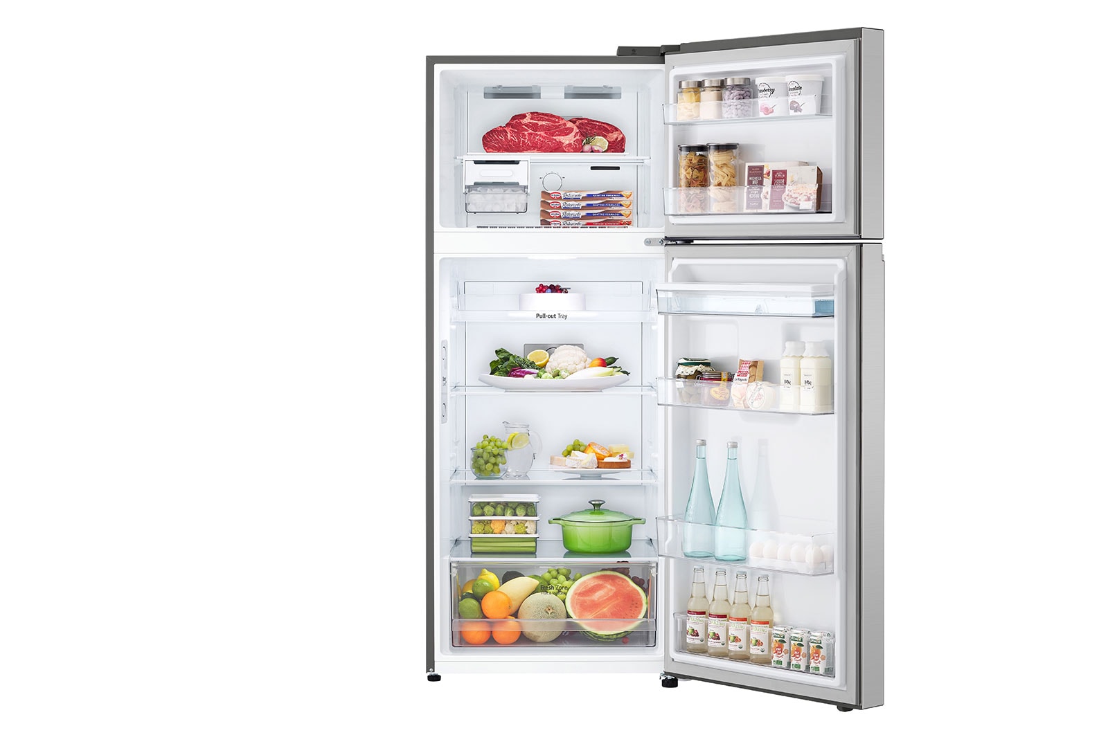 LG Refrigeradora Top Freezer 10pᶟ (Gross) /  9pᶟ (Net) Silver con Dispensador de Agua Door Cooling+™ , VT29WPP