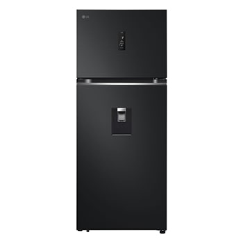 Front view of Refrigeradora Top Freezer 13.5pᶟ (Net) / 14.9 pᶟ (Gross) Smart Inverter & ThinQ™, color Negro Mate VT40APD