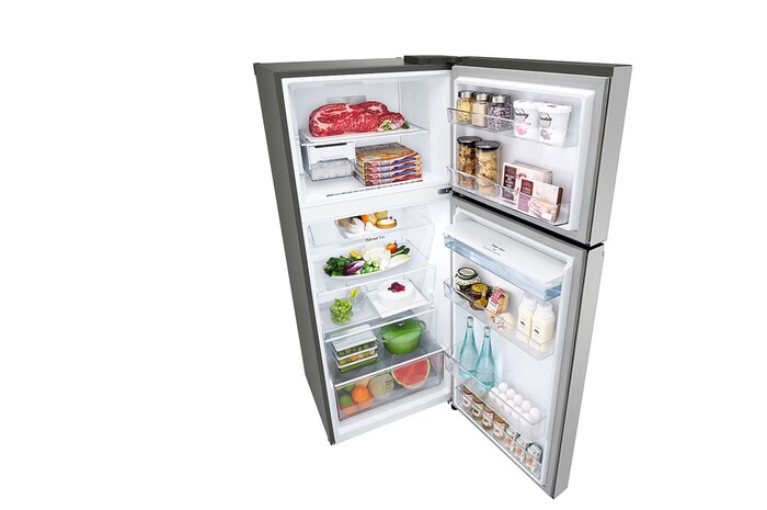 LG Refrigeradora Top Mount 14pᶟ (Net) / 14.9 pᶟ (Gross) Silver con Dispensador de Agua Smart Inverter, VT40WPN