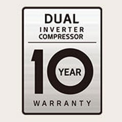 Logotipo de garantía de 10 años para el compresor dual inverter del aire acondicionado LG