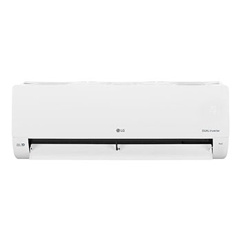 Front view of LG DUAL Inverter air conditioner with lower vane fully open