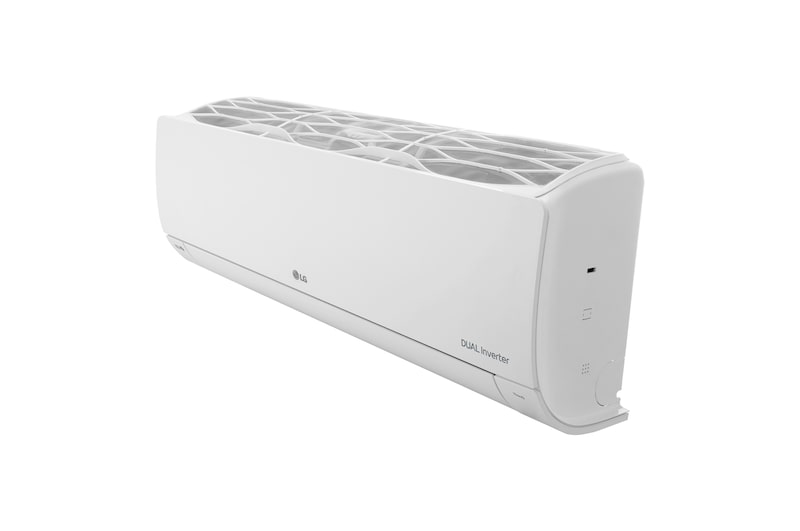 Top perspective view of LG DUAL Inverter air conditioner.
