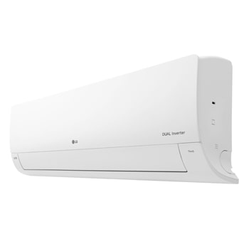 Side perspective view of LG DUAL Inverter air conditioner.