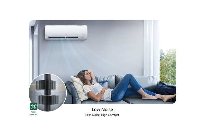 LG Aire Acondicionado LG DUALCOOL Inverter, 18,000 BTU/h, Solo Frío, 220V, Compresor Dual Inverter con 10 años de garantía, Pre Filtro, Recubrimiento Gold Fin™ en la condensadora., VX182C1