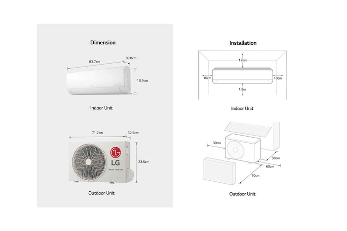 LG Aire Acondicionado LG DUALCOOL Inverter, 18,000 BTU/h, Solo Frío, 220V, Compresor Dual Inverter con 10 años de garantía, Pre Filtro, Recubrimiento Gold Fin™ en la condensadora., VX182C1