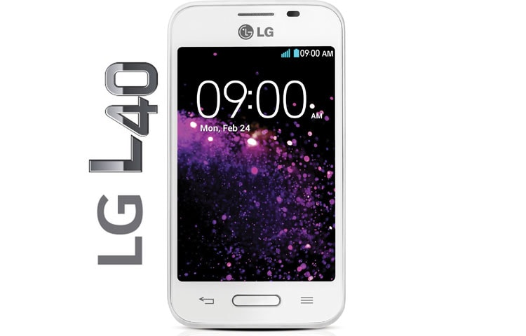 Front view of LG L40, SMARTPHONE CON PANTALLA IPS DE 3.5&#34;, ANDROID 4.4 KITKAT, PROCESADOR DUAL CORE DE 1.2 GHZ, CÁMARA DE 3MP, BATERÍA DE 1540MAH Y COLOR BLANCO Disponible en Costa Rica  LG-L40-D160-D160F-BLANCO