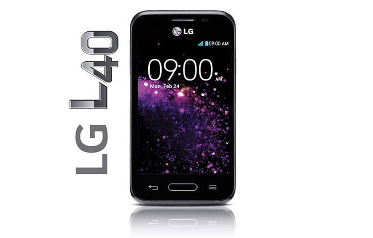 Front view of LG L40, SMARTPHONE CON PANTALLA IPS DE 3.5&#34;, ANDROID 4.4 KITKAT, PROCESADOR DUAL CORE DE 1.2 GHZ, CÁMARA DE 3MP Y BATERÍA DE 1540MAH Disponible en Panamá LG-L40-D160-D160G-NEGRO