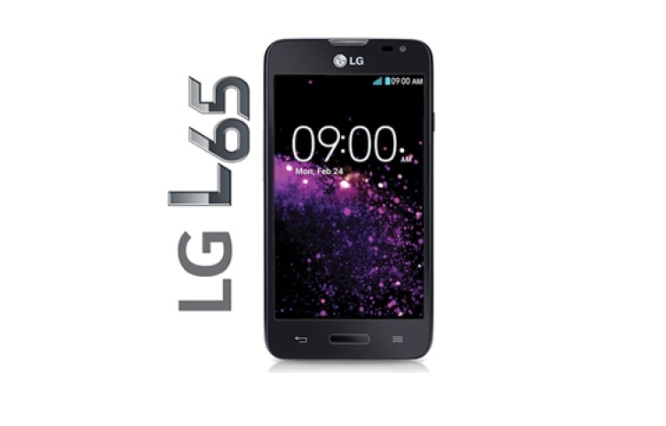 Front view of LG L65, SMARTPHONE CON PANTALLA IPS DE 4.3&#34;, ANDROID 4.4 KITKAT, PROCESADOR DUAL CORE DE 1.2 GHZ, CÁMARA DE 5MP, BATERÍA DE 2100MAH Y COLOR NEGRO Disponible en Costa Rica LG-L65-D280-D280G-NEGRO