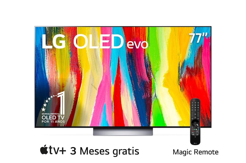 Front view of LG OLED 77'' C2 evo Smart TV con ThinQ AI (Inteligencia Artificial) OLED77C2PSA