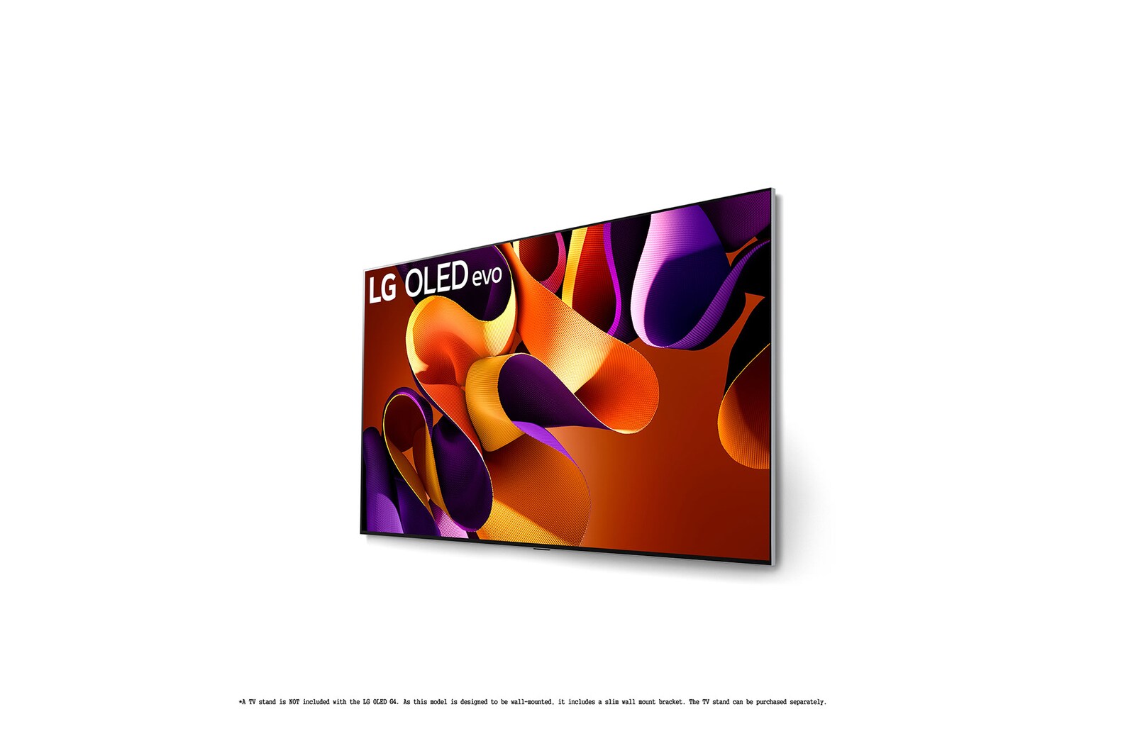 Vista lateral derecha del LG OLED evo TV, OLED G4 en la pared