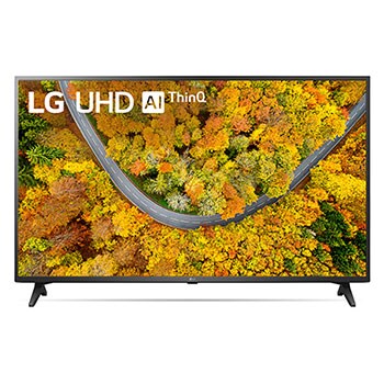 LG UHD AI ThinQ 55'' UP75 4K Smart TV, Procesador α5 AI , Vista frontal del televisor LG UHD, 55UP7500PSF