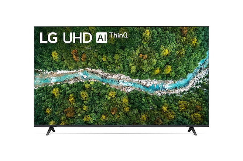 Front view of LG UHD AI ThinQ 55" UP77 4K Smart TV, Procesador α5 AI 55UP7700PSB