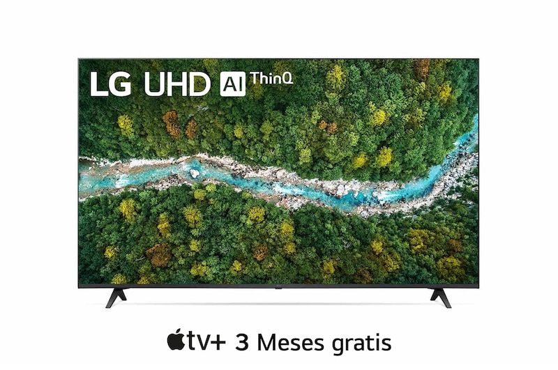Front view of LG UHD AI ThinQ 55'' UP77 4K Smart TV, Procesador α5 AI 55UP7710PSB