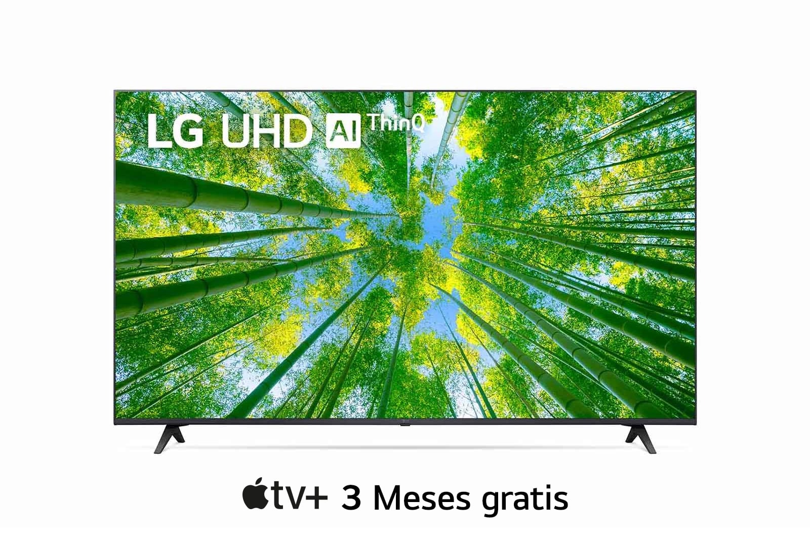 LG UHD 55'' UQ8000 Smart TV con ThinQ AI (Inteligencia Artificial), Una vista frontal del televisor LG UHD con la imagen de relleno y el logotipo del producto encima, 55UQ8000PSB