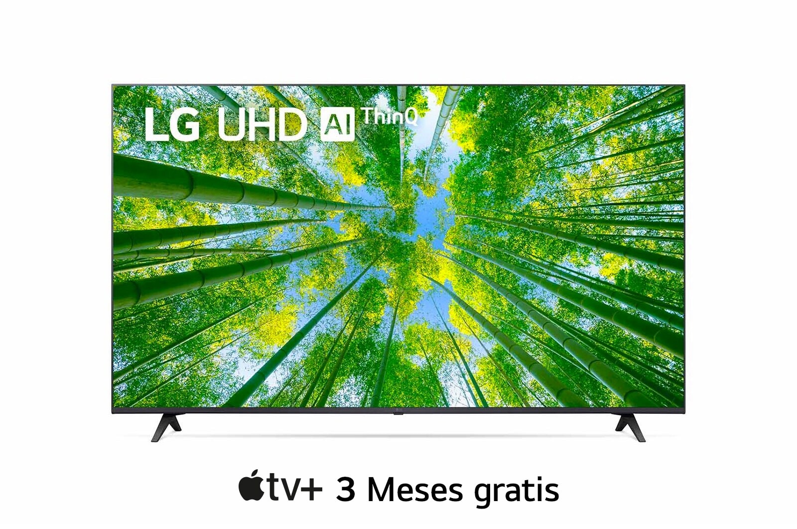 LG UHD 60'' UQ8000 Smart TV con ThinQ AI (Inteligencia Artificial), Una vista frontal del televisor LG UHD con la imagen de relleno y el logotipo del producto encima, 60UQ8000PSB