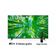 LG UHD 60'' UQ8050 Smart TV con ThinQ AI (Inteligencia Artificial), Una vista frontal del televisor LG UHD con la imagen de relleno y el logotipo del producto encima, 60UQ8050PSB, thumbnail 1