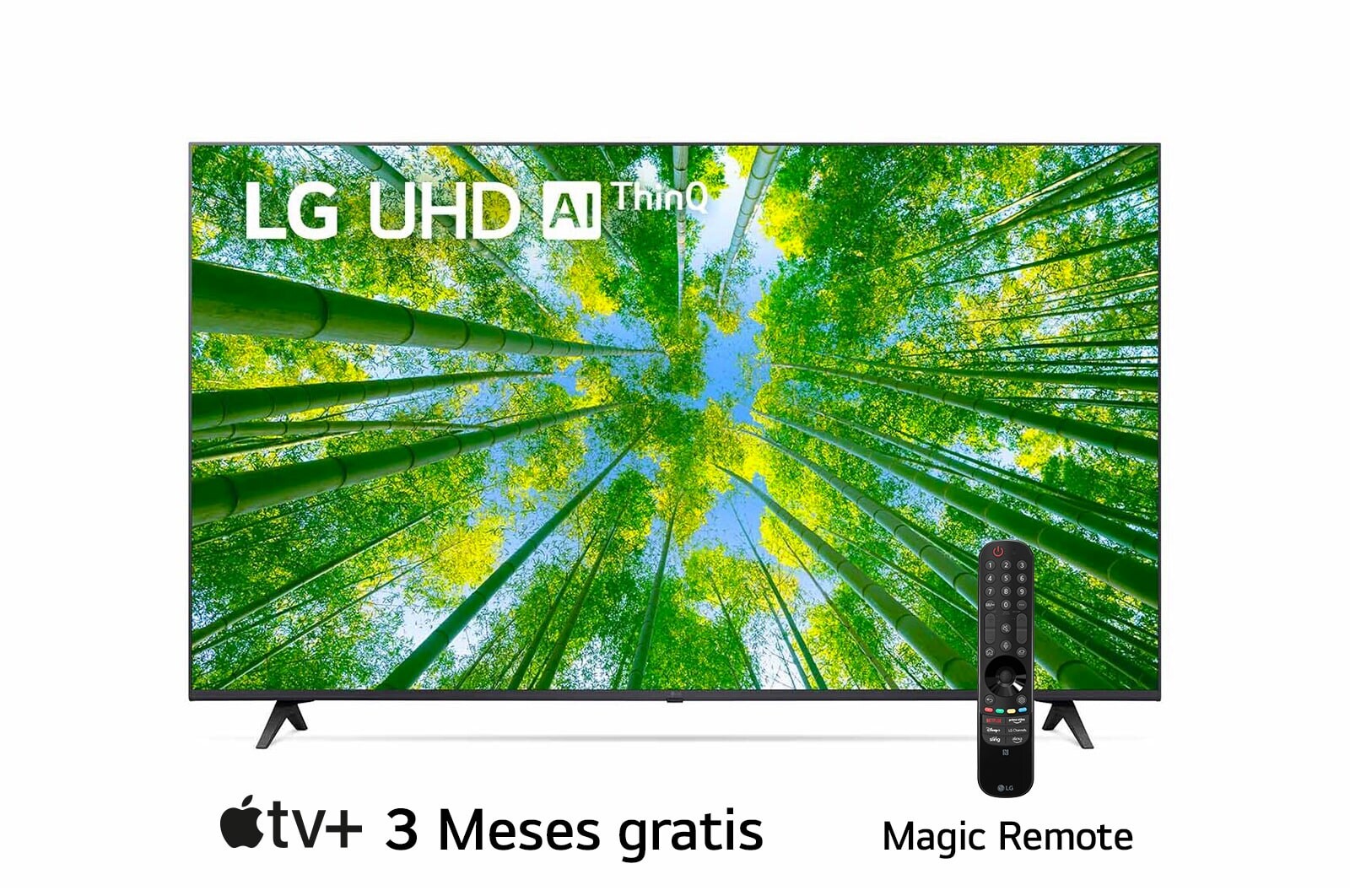 LG UHD 60'' UQ8050 Smart TV con ThinQ AI (Inteligencia Artificial), Una vista frontal del televisor LG UHD con la imagen de relleno y el logotipo del producto encima, 60UQ8050PSB, thumbnail 1