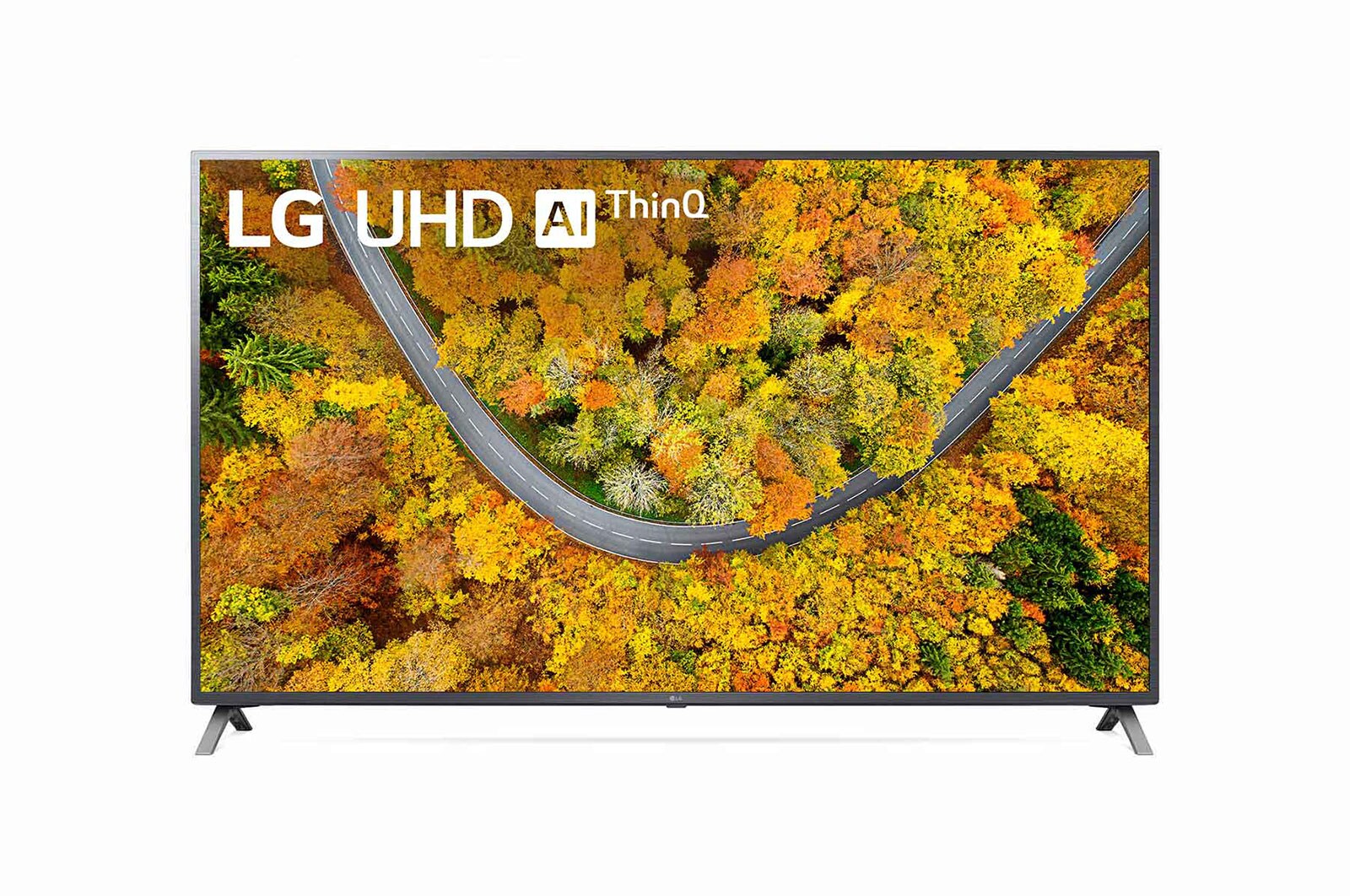 Vista frontal del televisor LG UHD