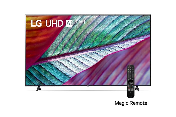 LG Pantalla LG UHD 86'' UR87 4K SMART TV con ThinQ AI, Vista frontal del televisor LG UHD, 86UR8750PSA