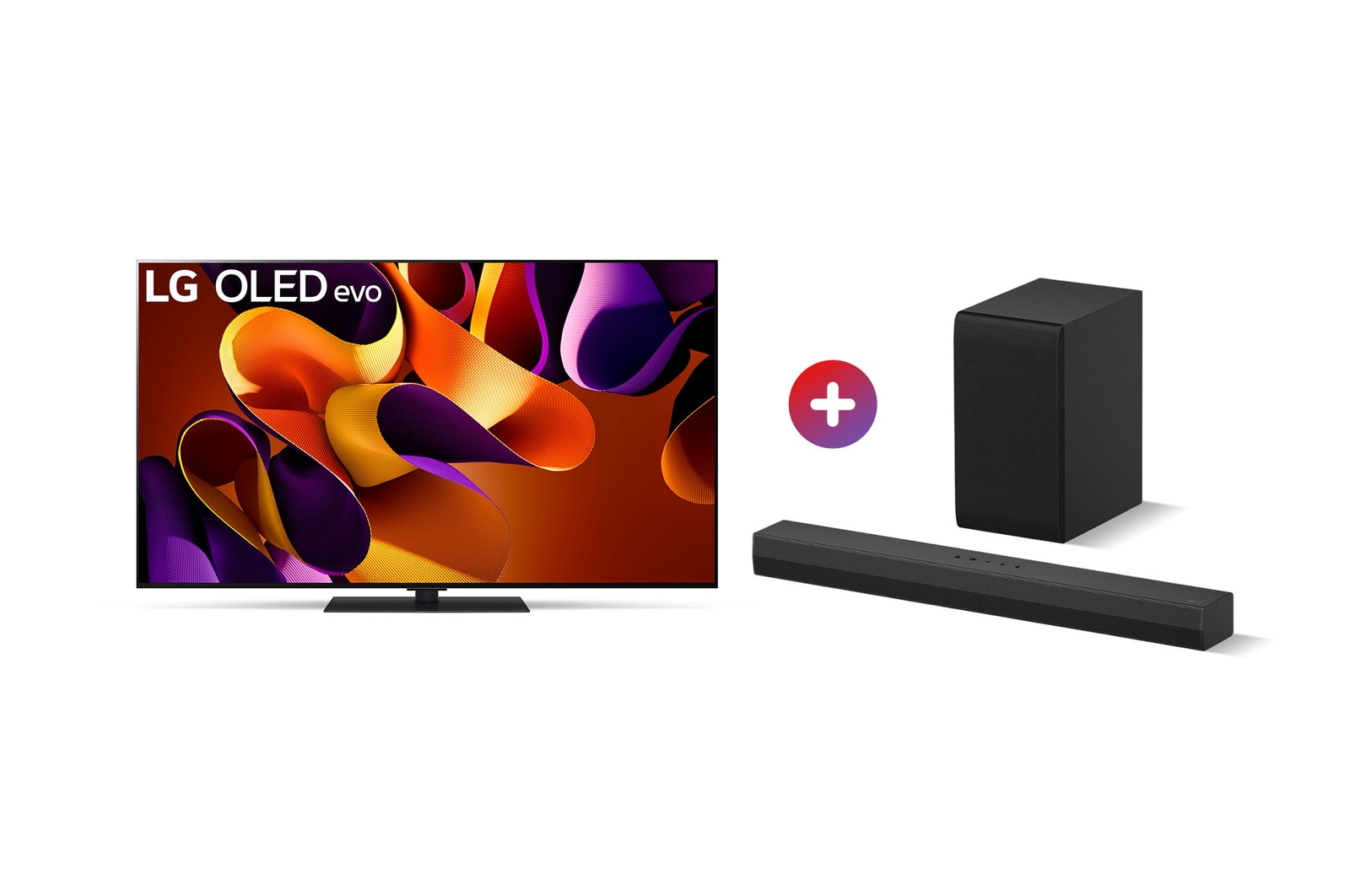 Front view of Combo 55" LG OLED evo AI G4 4K Smart TV + Barra de Sonido S30A OLED55G4S30.BDL